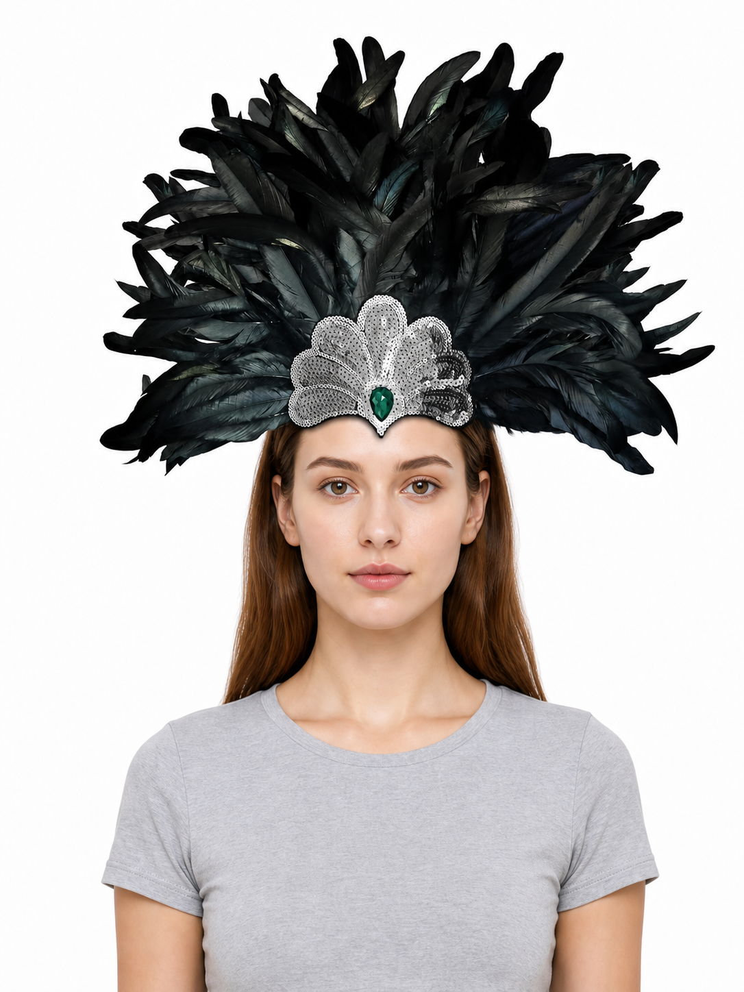 Carnival Feather and Bead Headpiece