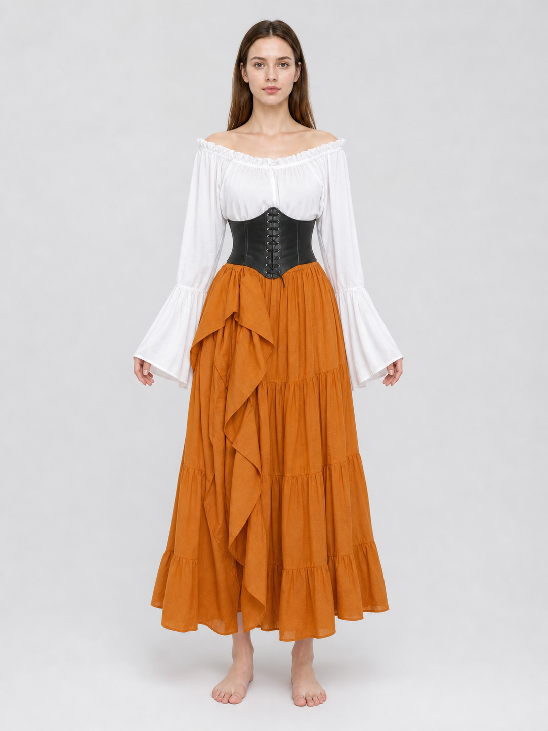 Historical Costume with Corset and Tiered Skirt