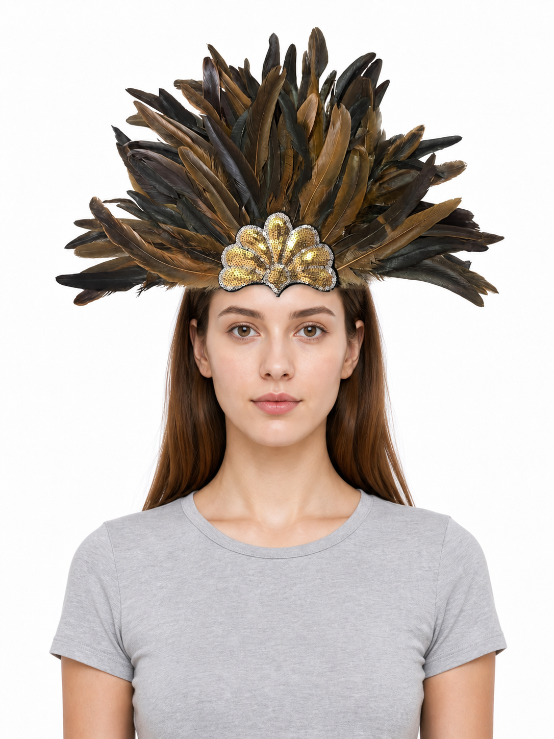 Sequined Feather Headpiece for Masquerade