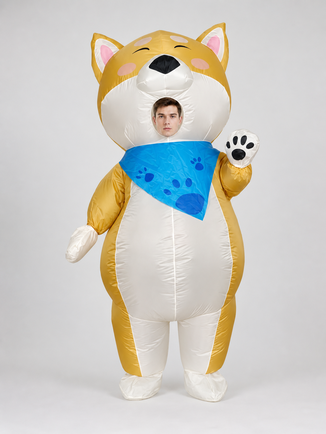 Inflatable Shiba Inu Costume with Blue Bandana