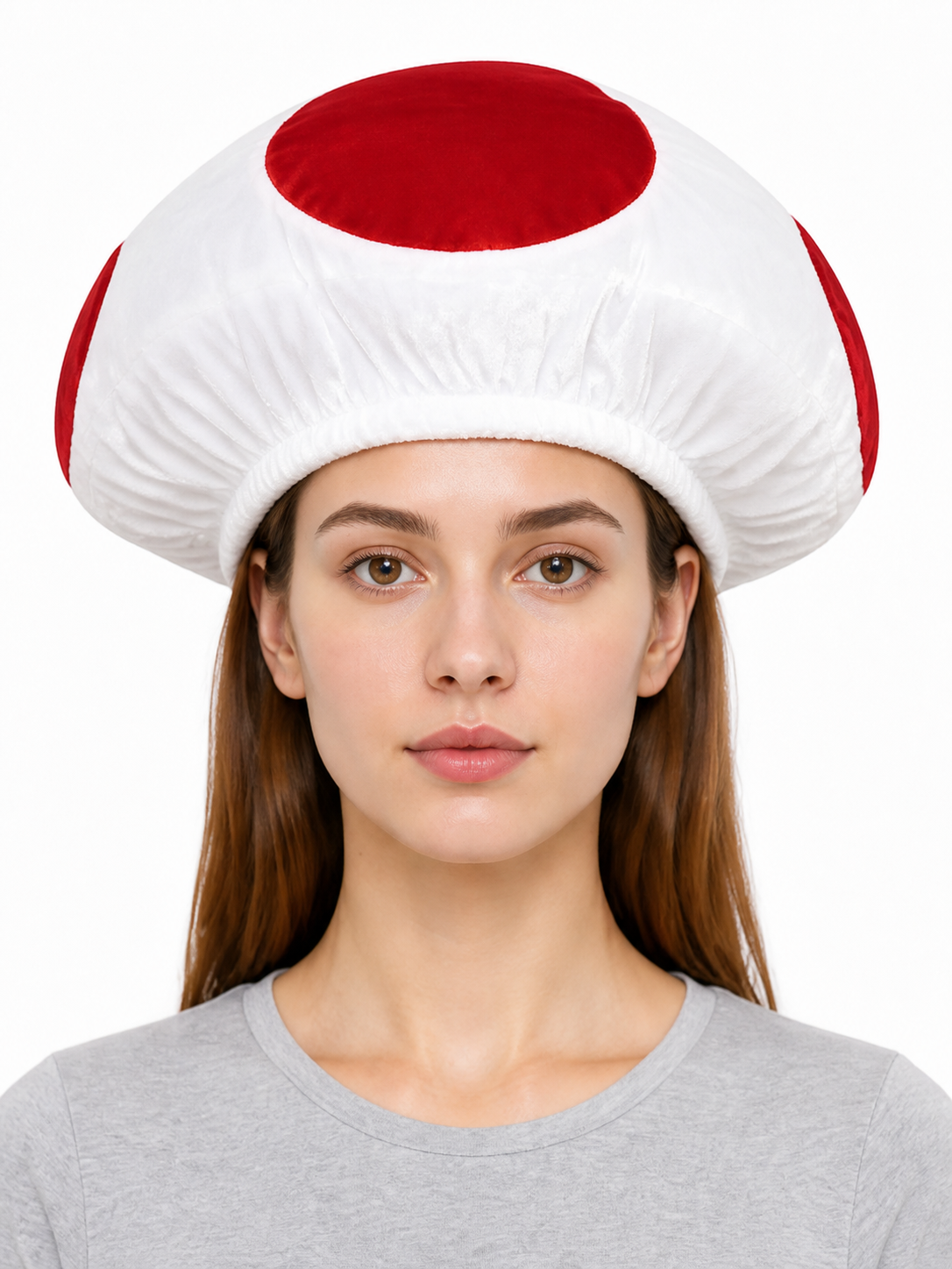 Red and White Mushroom Costume Hat front view