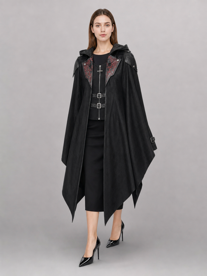 Black gothic carnival cloak with hood