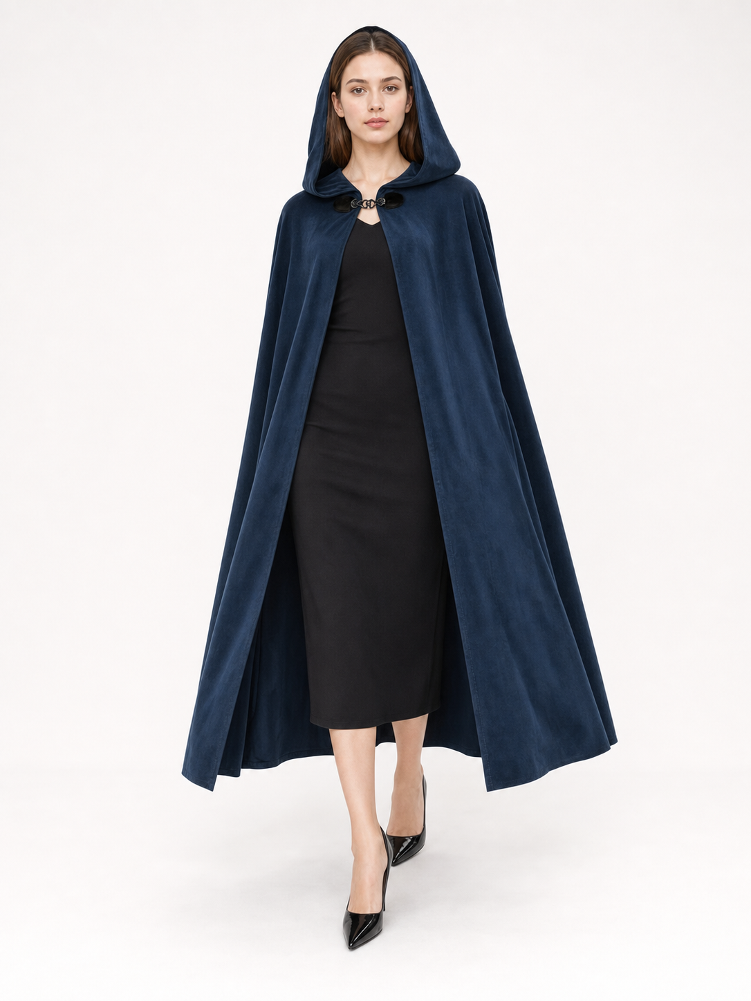 Dark Blue Hooded Costume Cloak