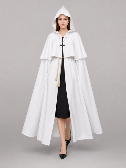 White hooded carnival cloak for cosplay