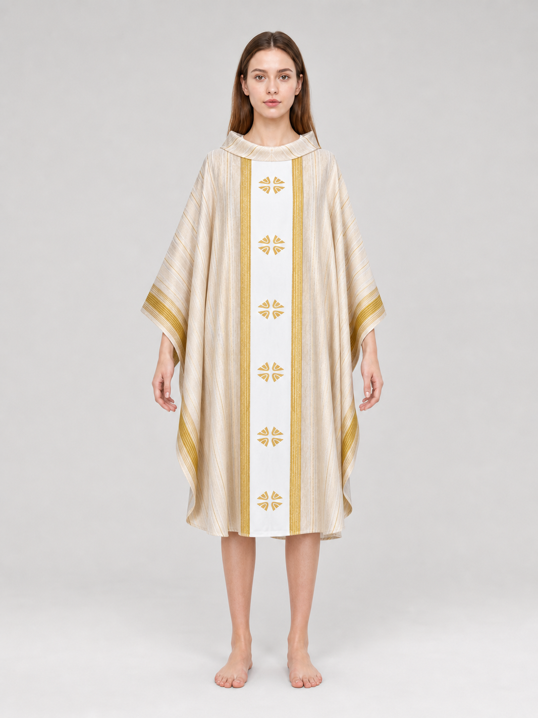Liturgical Vestment with Collar and Gold Ornament