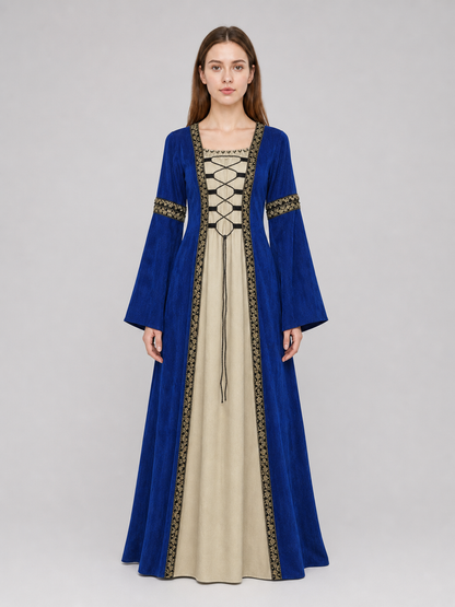 Long Medieval-Style Lace-Up Dress