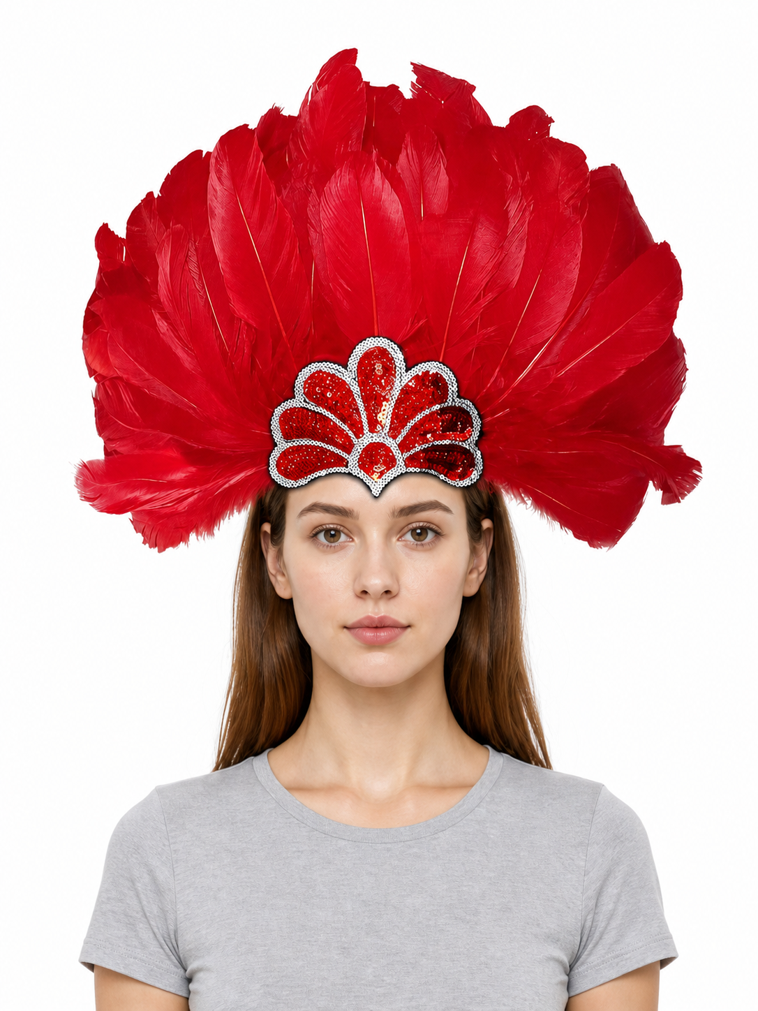 Carnival Headpiece with Red Feathers