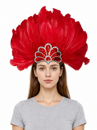 Carnival Headpiece with Red Feathers