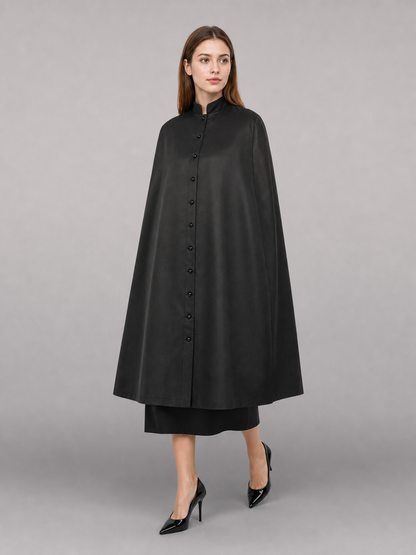 Long Black Robe with Collar and Buttons