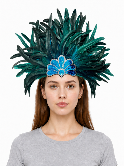 Carnival Headpiece with Blue Feathers
