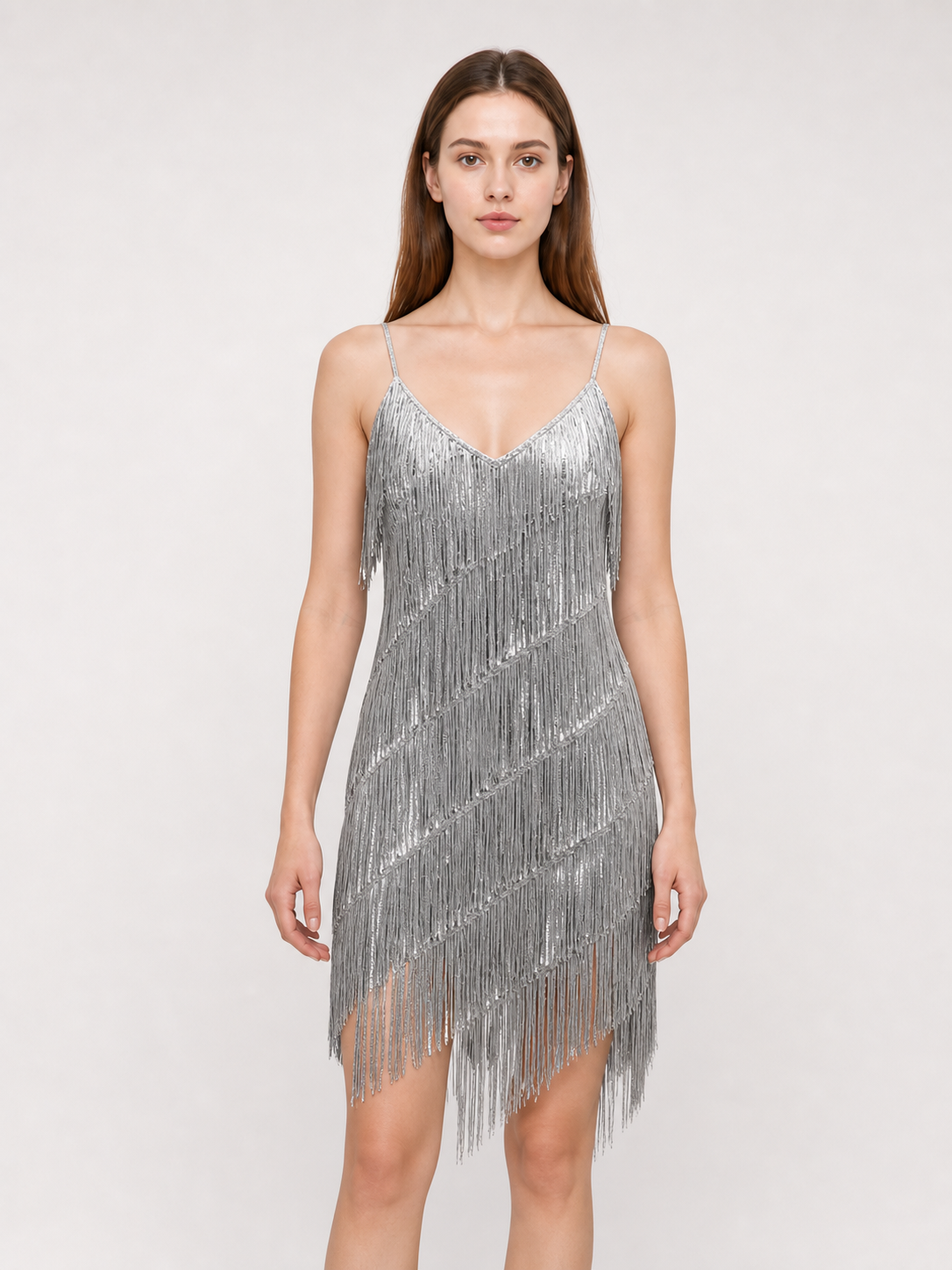 1920s-Style Fringe Dress with Accessory Set