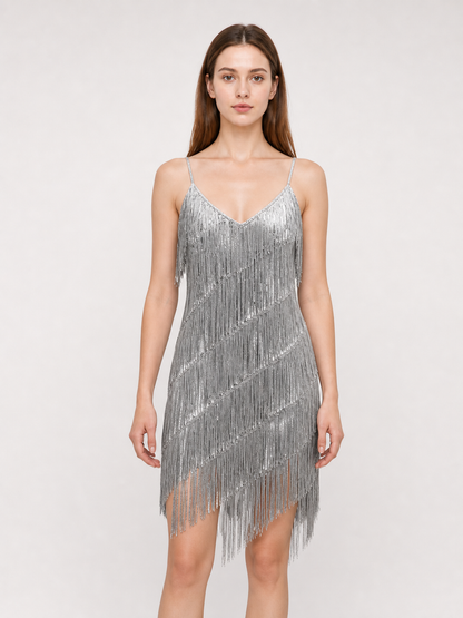 1920s-Style Fringe Dress with Accessory Set