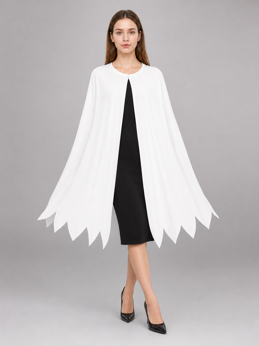 Women's White Cavewoman Costume Dress: One-Shoulder Asymmetric Neckline front view