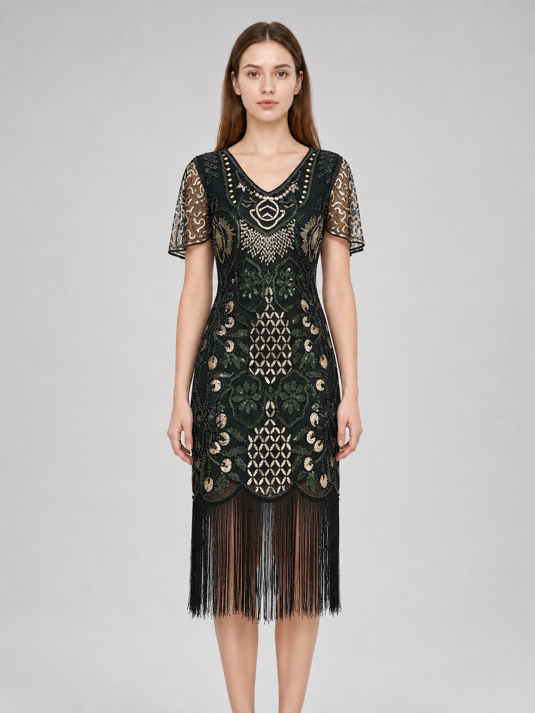 Vintage Art Deco Fringe and Sequin Dress