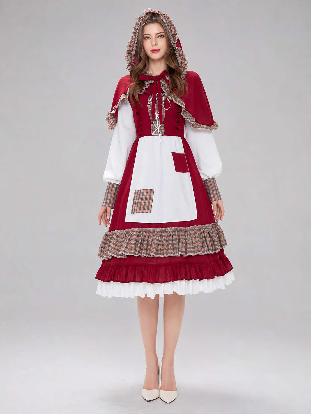 Little Red Riding Hood Costume: Dress with Apron and Cape