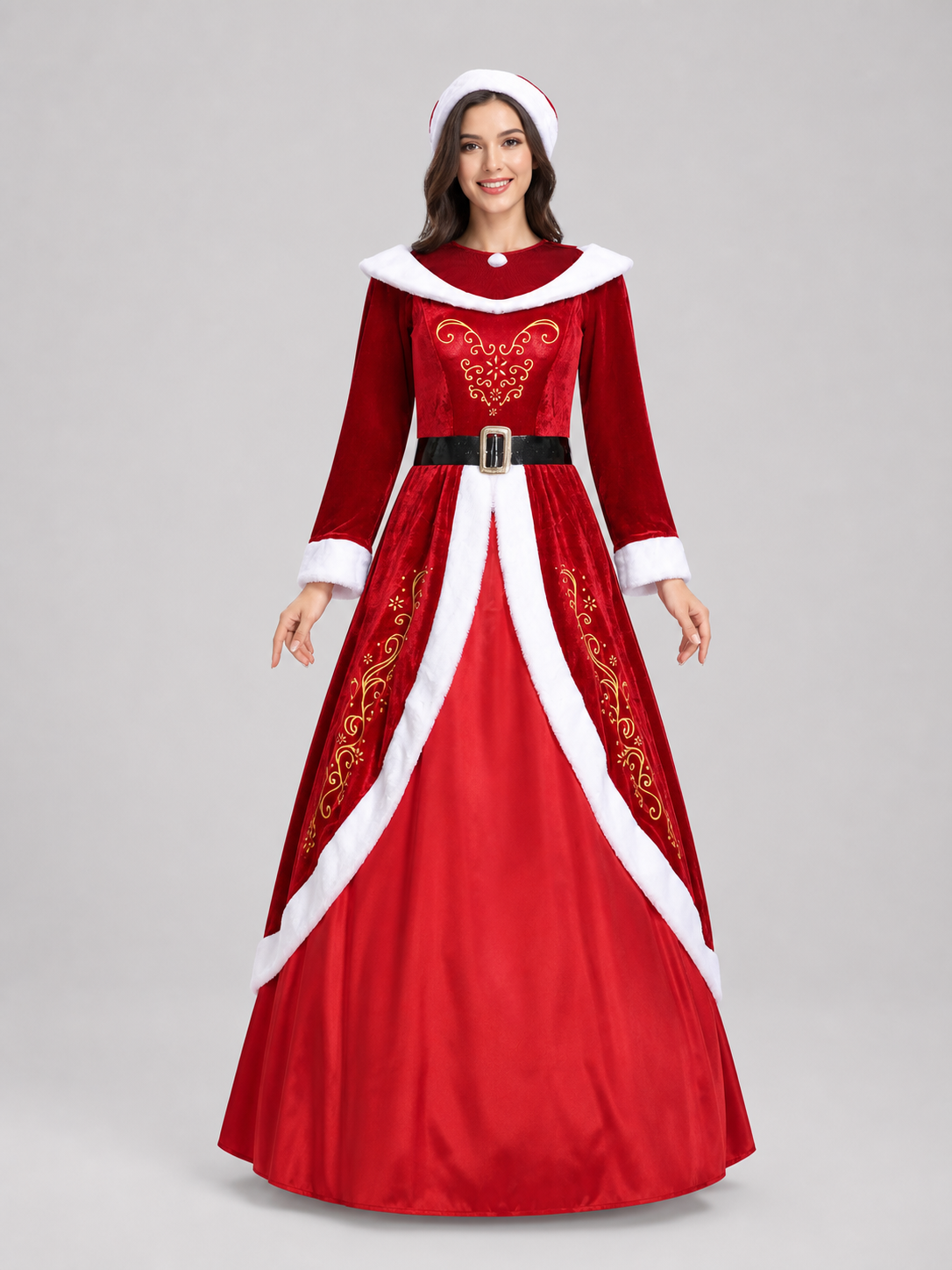 Red and White Christmas Character Costume with Hat