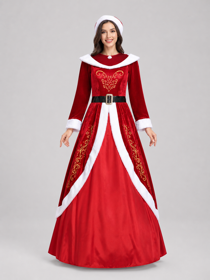 Red and White Christmas Character Costume with Hat