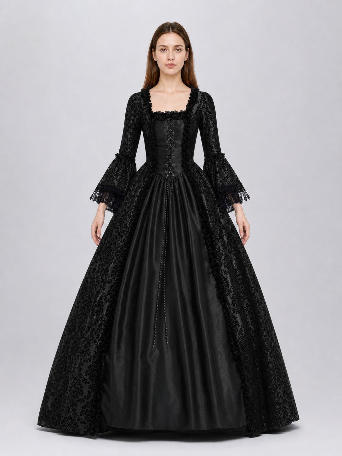 Gothic Victorian-style lace dress front view