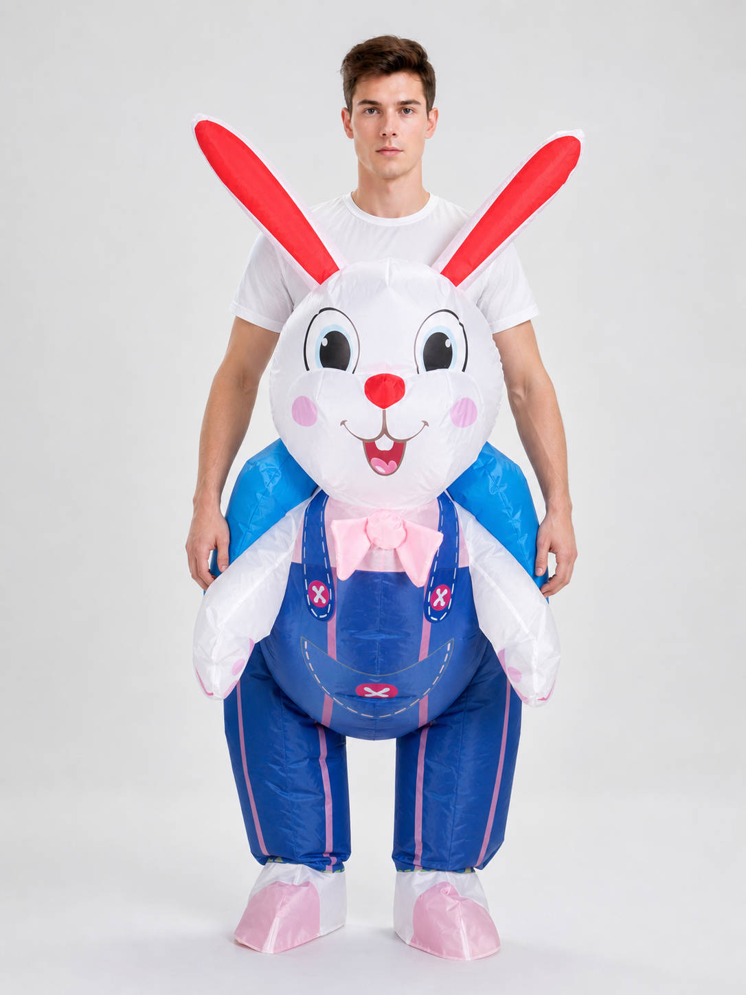 Inflatable Rabbit Costume with Blue Overalls