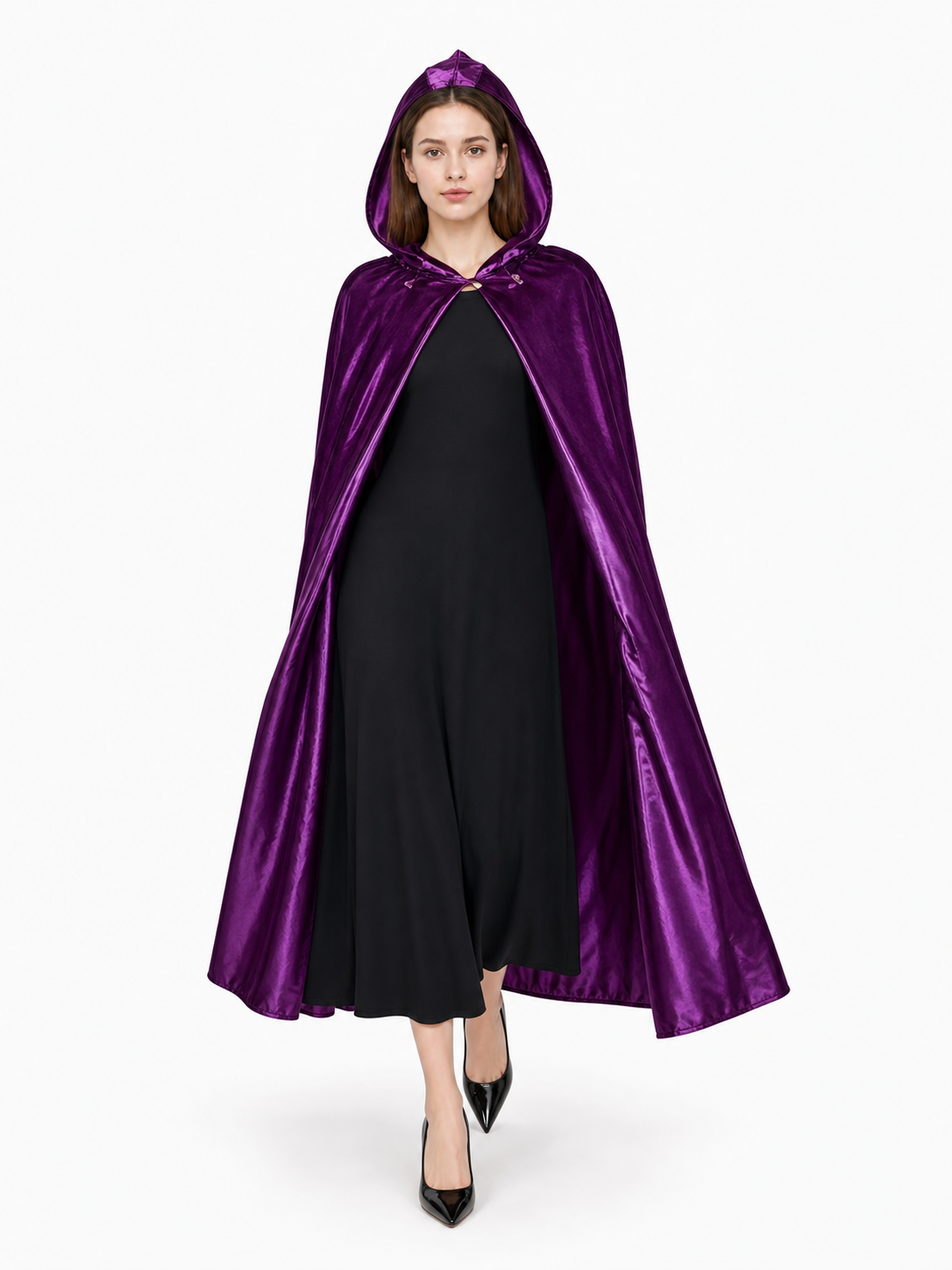 Purple Hooded Costume Cloak