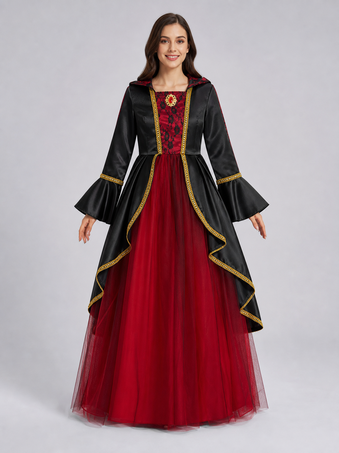 Black and red hooded costume dress