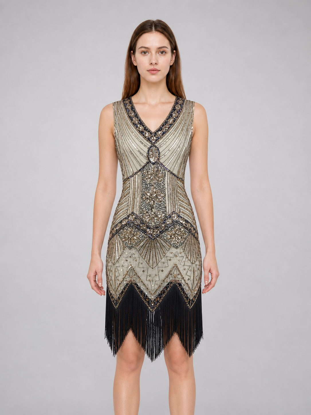 Vintage Gatsby Fringe and Sequin Dress