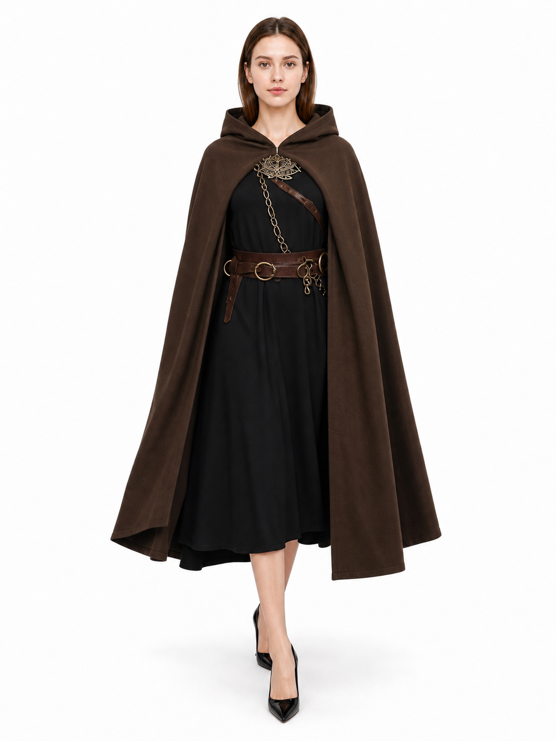 Brown Hooded Costume Cloak