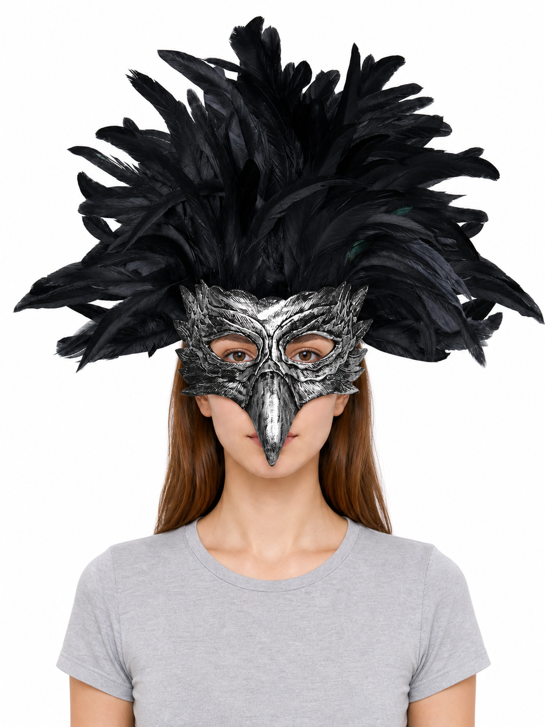Carnival Eagle Mask with Black Feathers