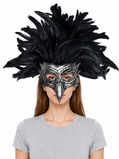 Carnival Eagle Mask with Black Feathers