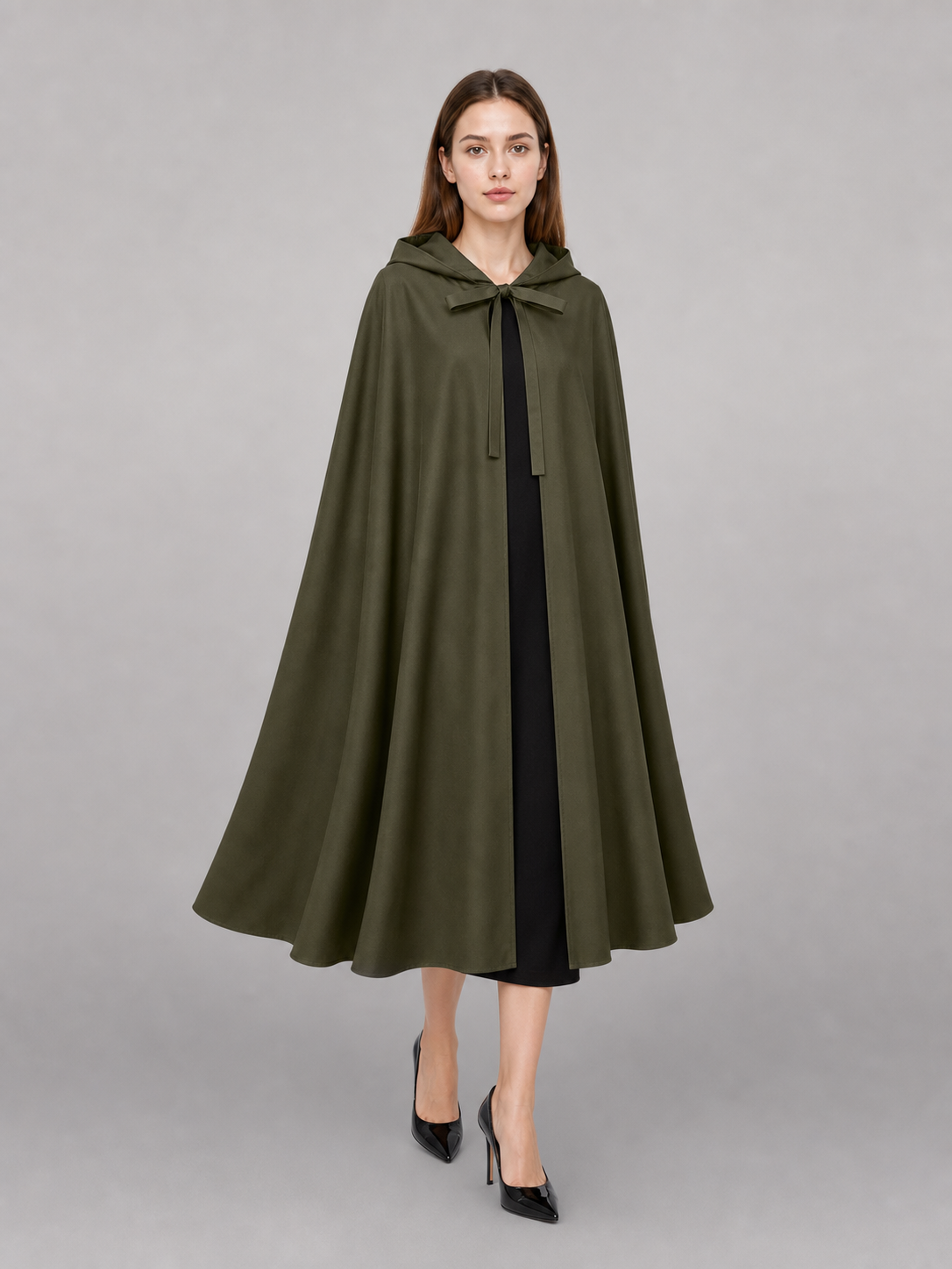 Dark Olive Hooded Costume Cape