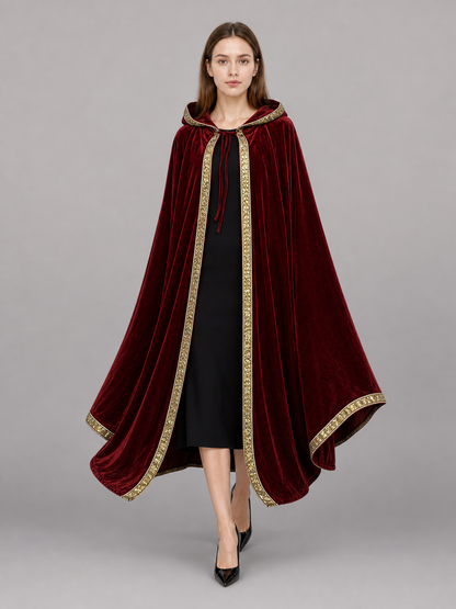 Burgundy Carnival Hooded Cloak