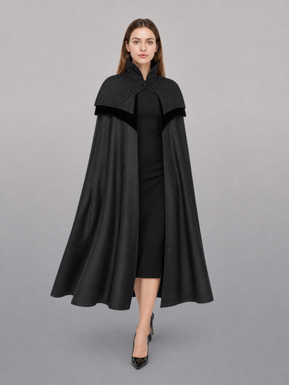 Black Hooded Fantasy Costume Cloak
