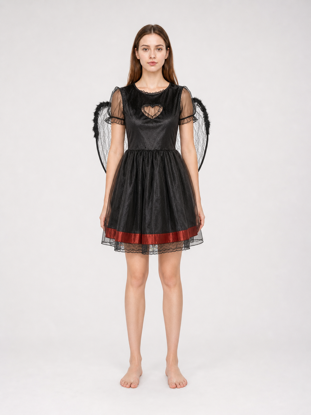 Black Demon Costume Dress with Horned Headband
