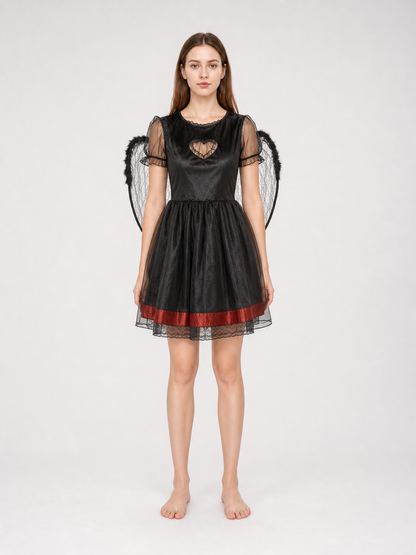 Black Demon Costume Dress with Horned Headband