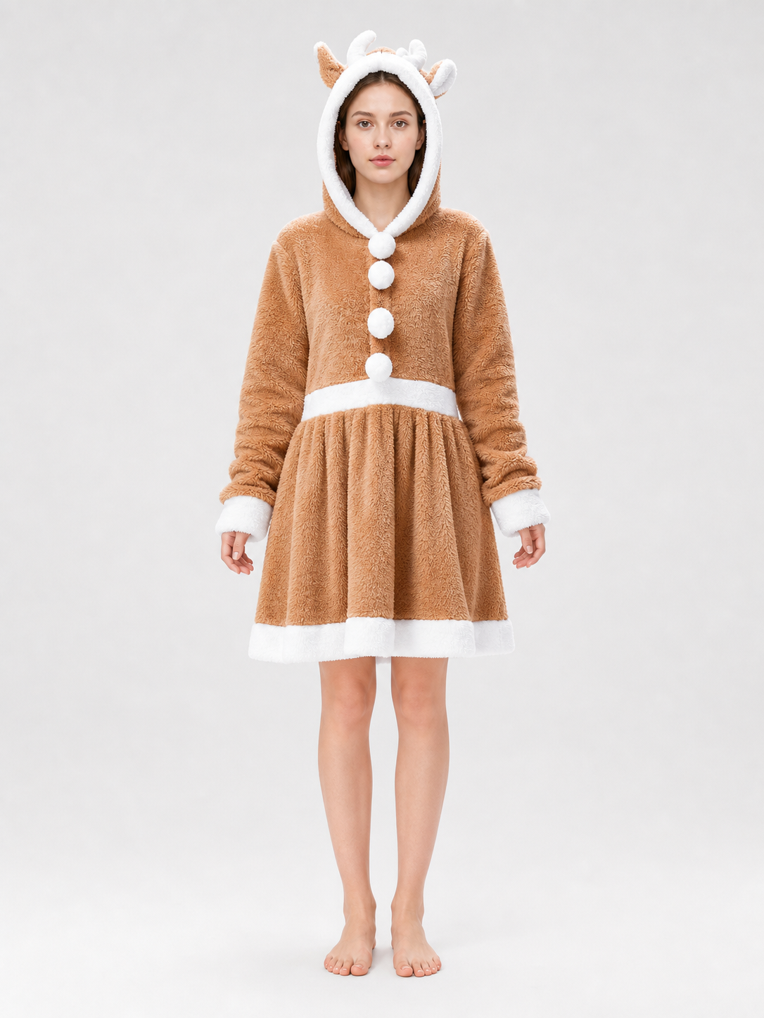 Deer Costume Dress with Hood, Khaki