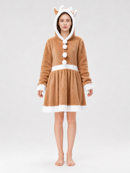 Deer Costume Dress with Hood, Khaki