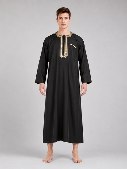 Long loose-fitting Islamic tunic with embroidery