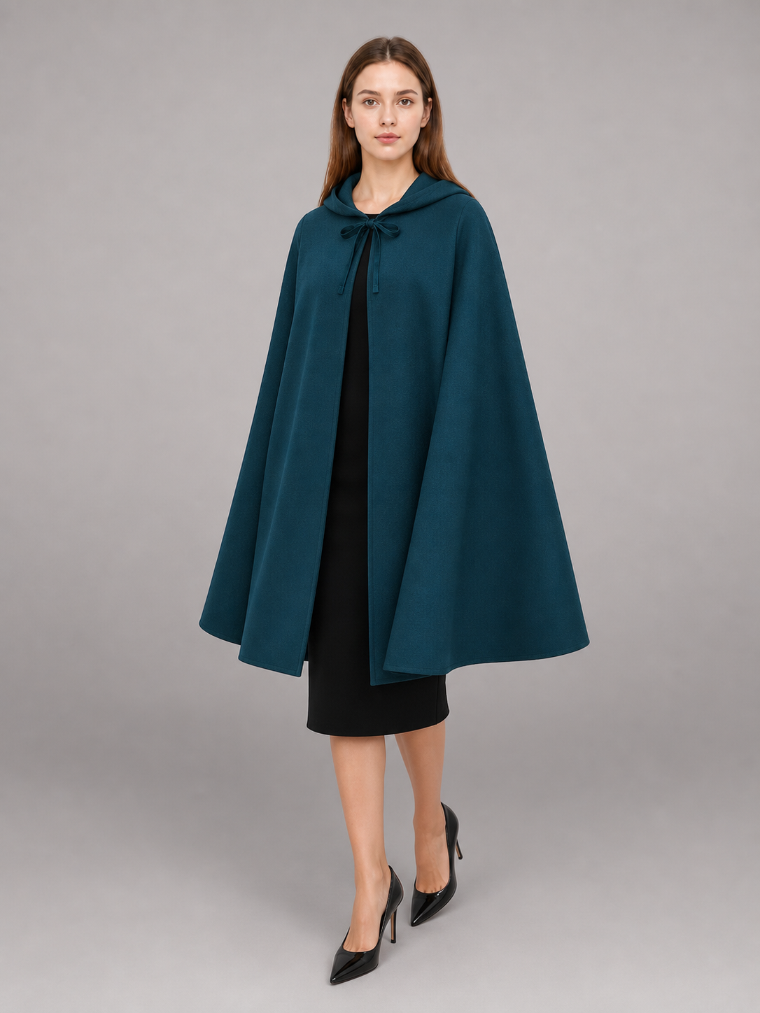 Dark Teal Carnival Hooded Cape