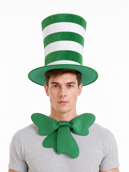 Carnival Top Hat in Green and White Stripes