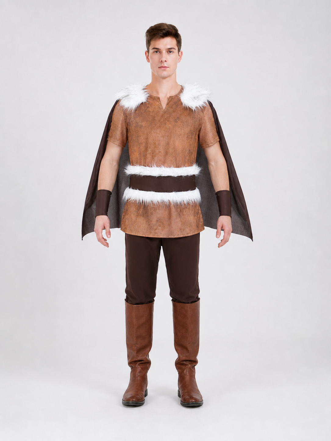 Medieval costume with cloak, belt, and boots