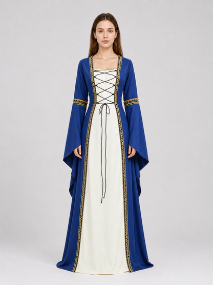 Medieval Dress with Lacing and Gold Trim