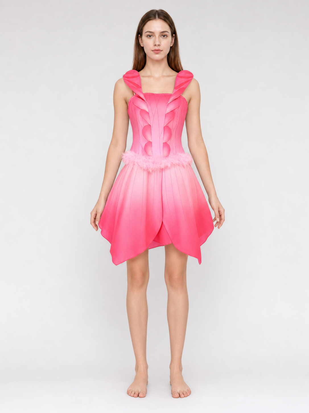 Cosplay Dress with Wings, Belt, and Full Hem