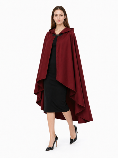 Burgundy Hooded Costume Cloak for Cosplay