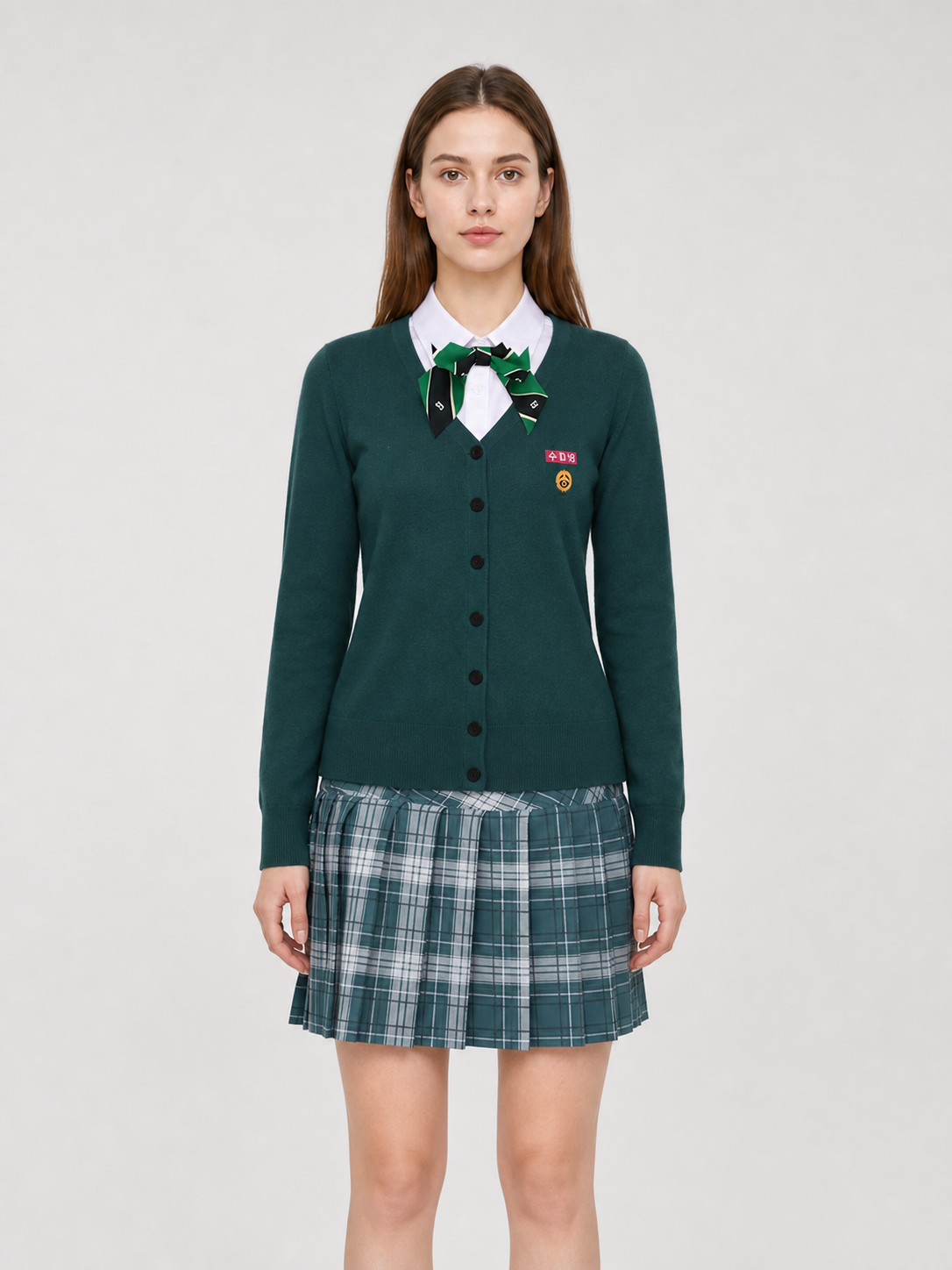 School Uniform Cosplay Costume: Cardigan, Shirt, and Skirt