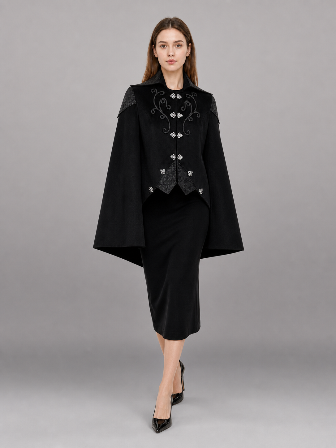 Gothic Costume Tailcoat with Silver Decoration