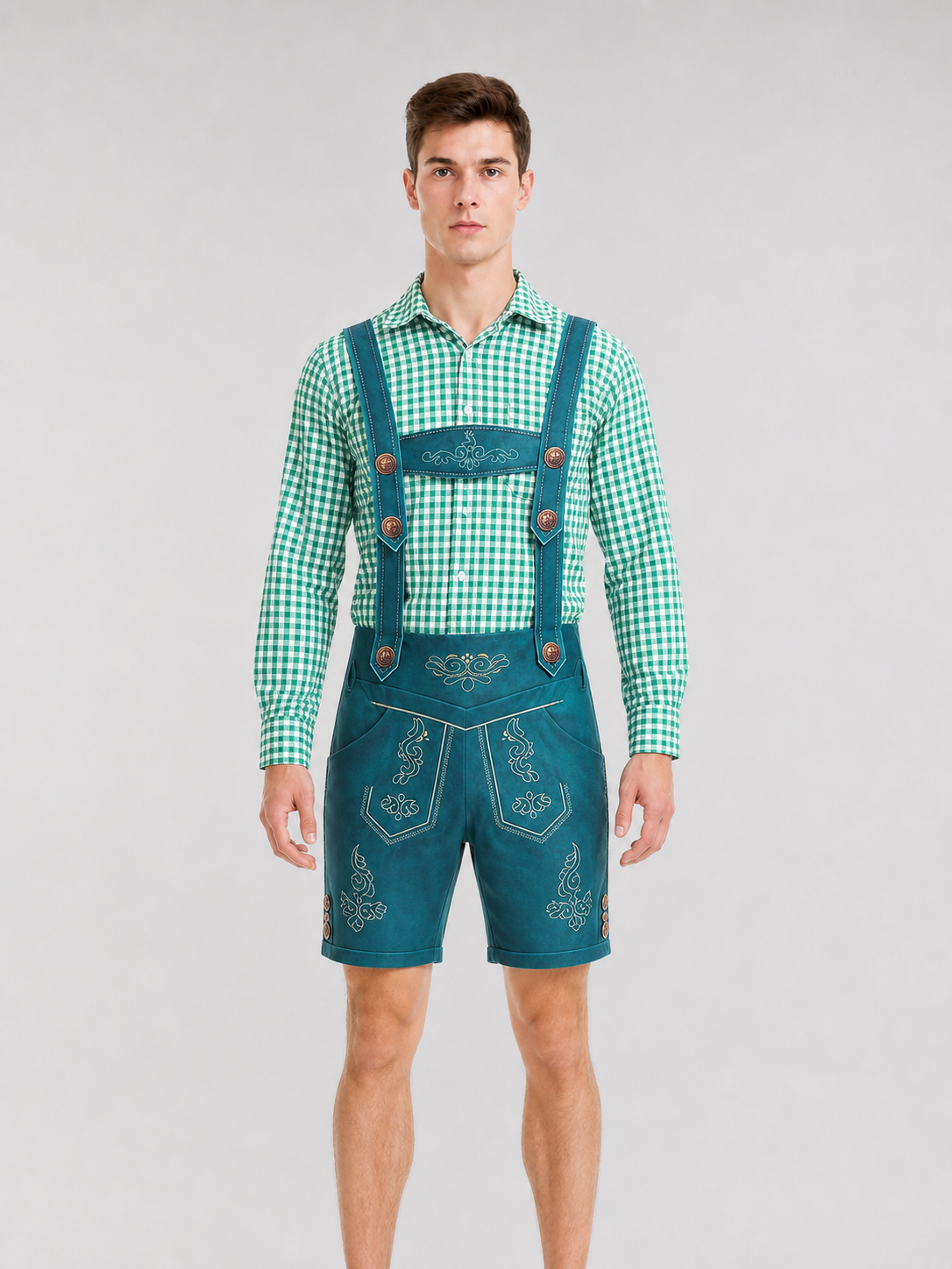 Plaid Bavarian-Style Shirt for Oktoberfest