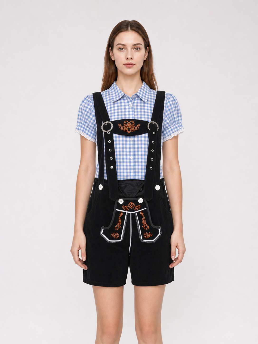 Suspenders Set: Plaid Shirt and Shorts