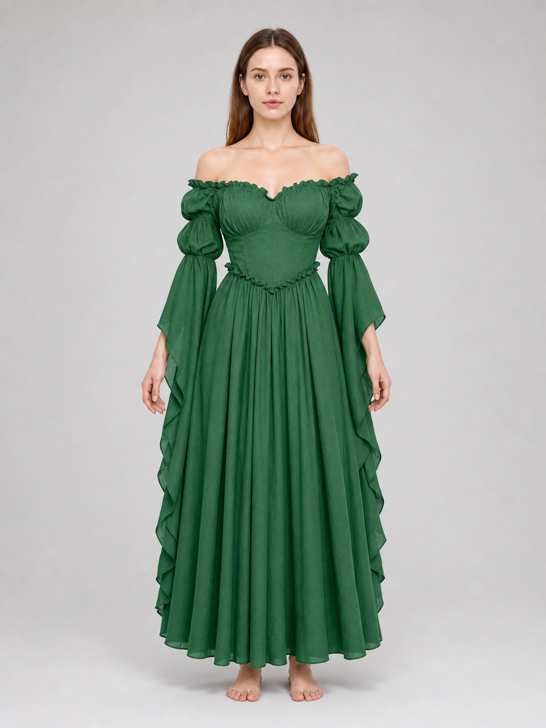 Green Vintage-Style Medieval Dress