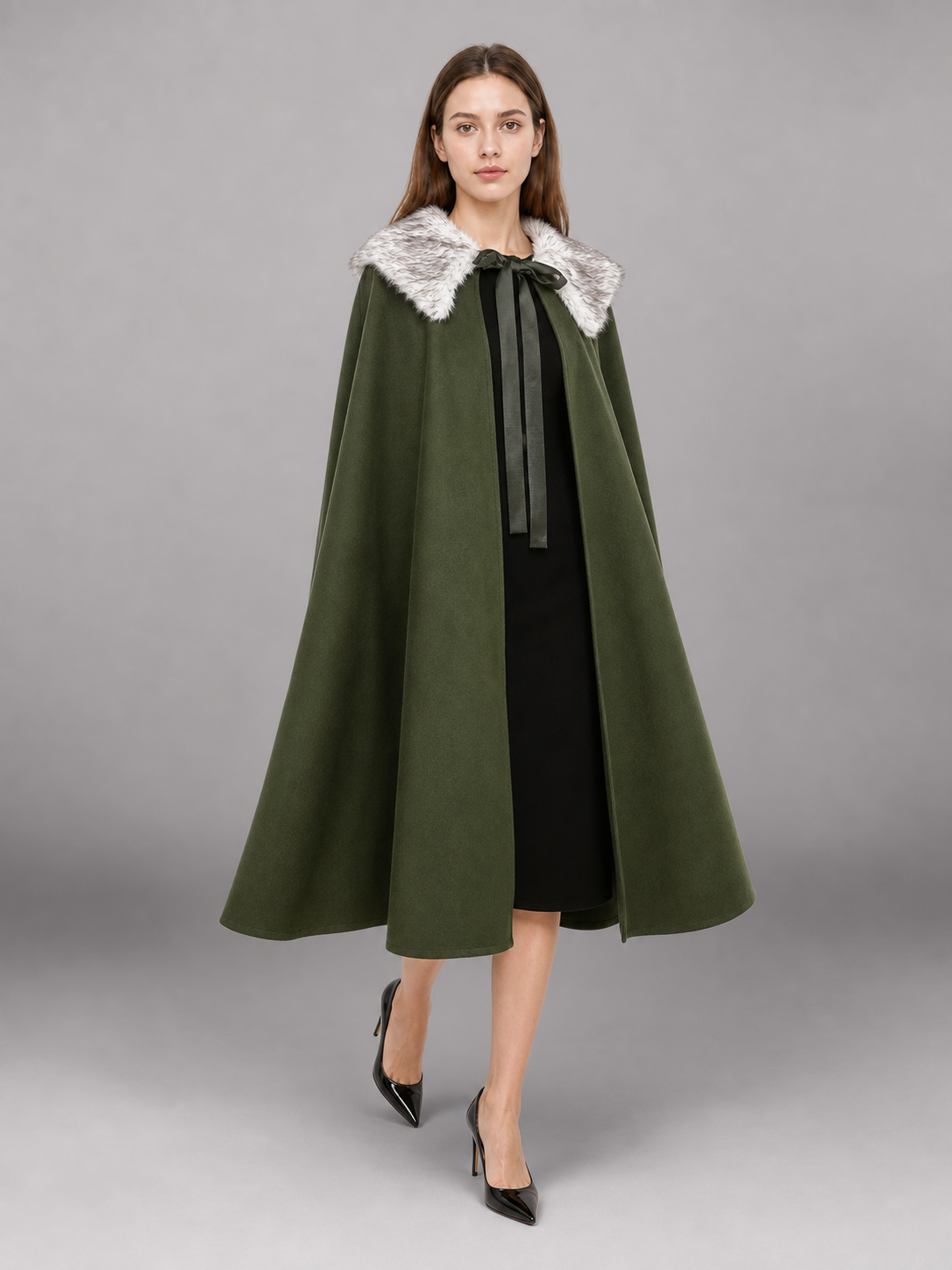 Dark Green Hooded Carnival Cloak