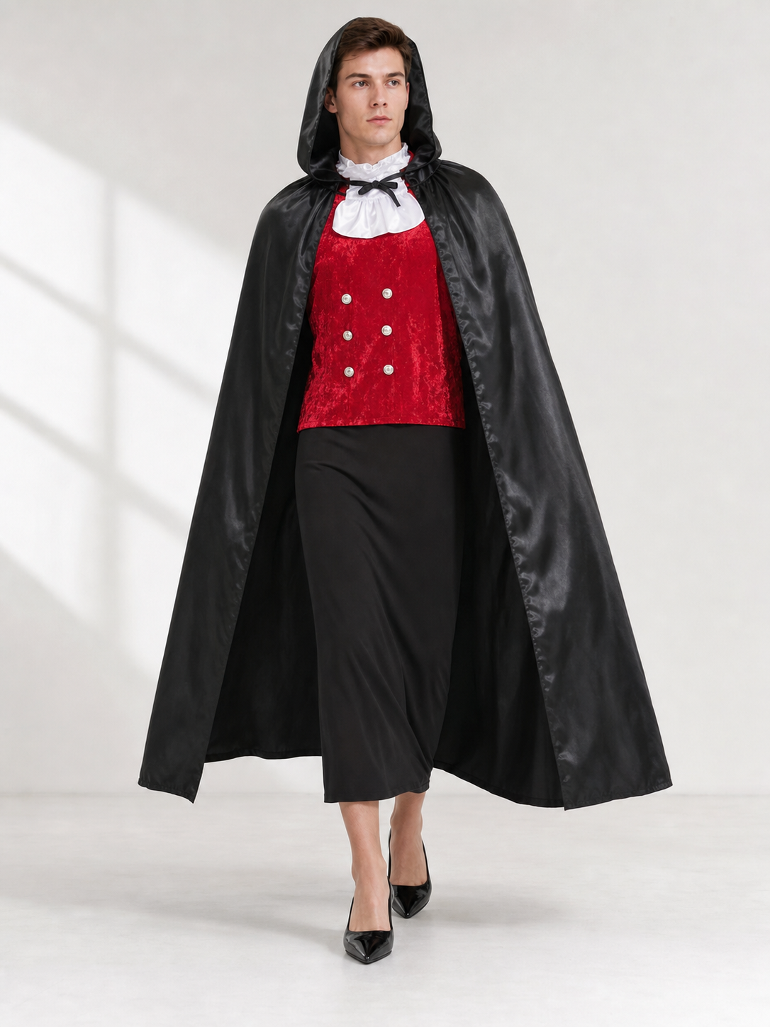 Black Hooded Carnival Cloak for Cosplay